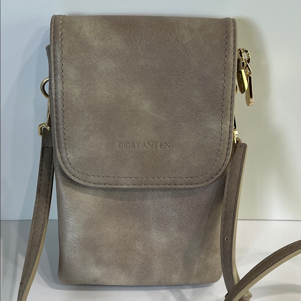 Bostanten Women's Taupe Crossbody Bag w/ 3 Compartments Like new, no callouts.